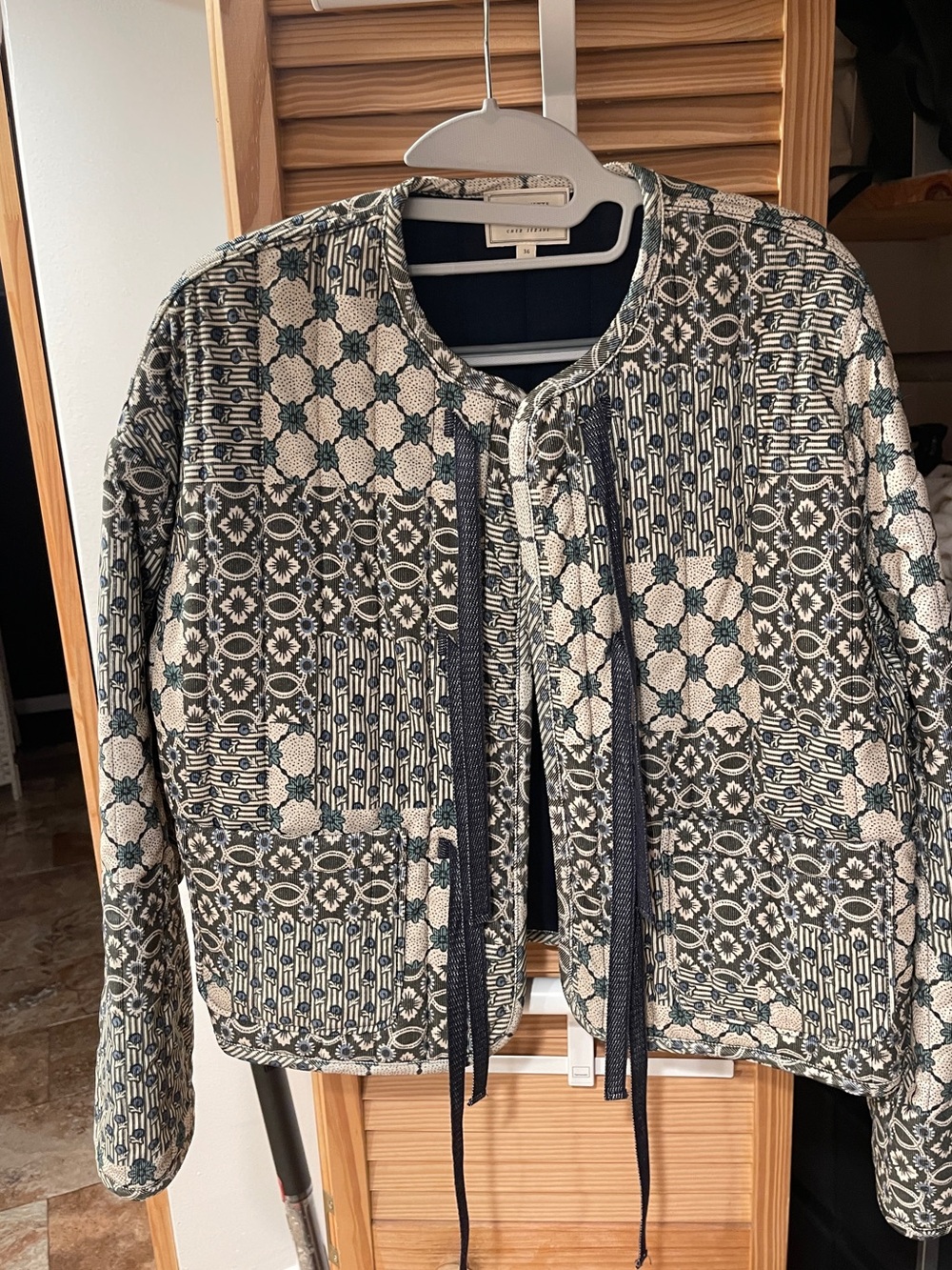 Sezane Saria Jacket - Sézane X Antoinette Poisson Dominote Patchwork Print - Picture 1 of 7